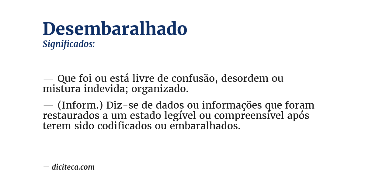 Significado de desembaralhado
