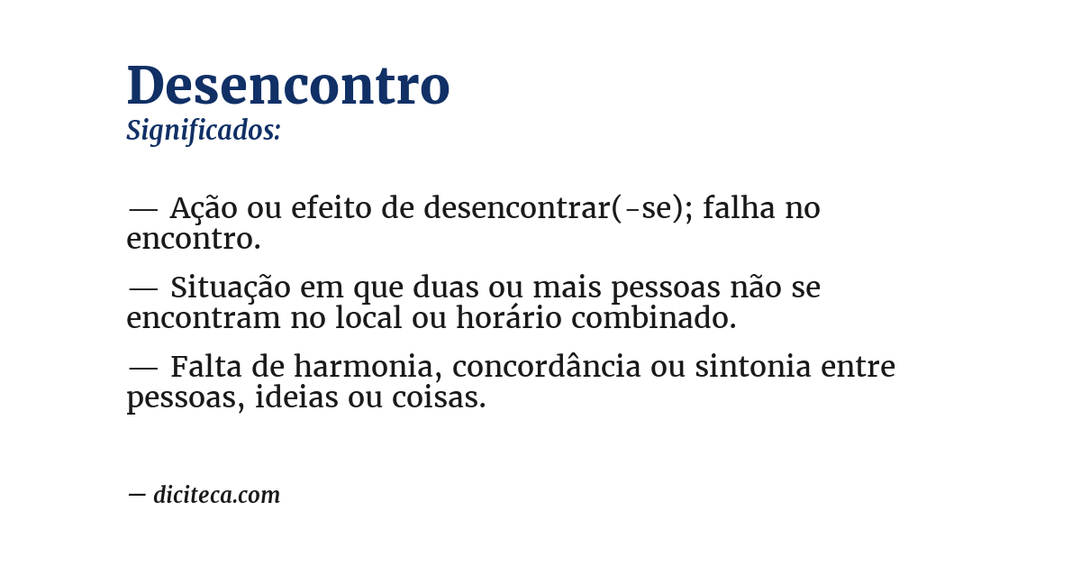 Significado de desencontro