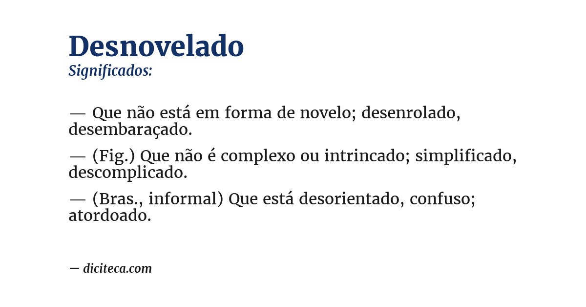 Significado de desnovelado