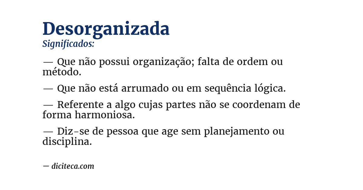Significado de desorganizada