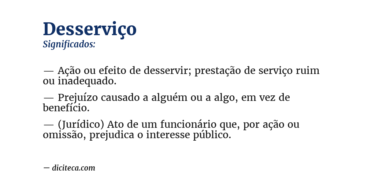 Significado de desserviço