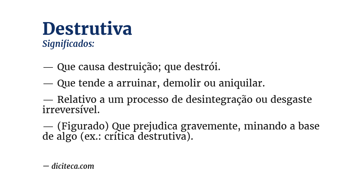 Significado de destrutiva