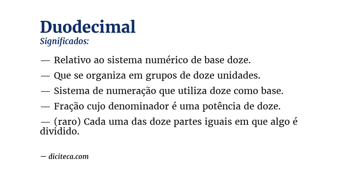 Significado de duodecimal