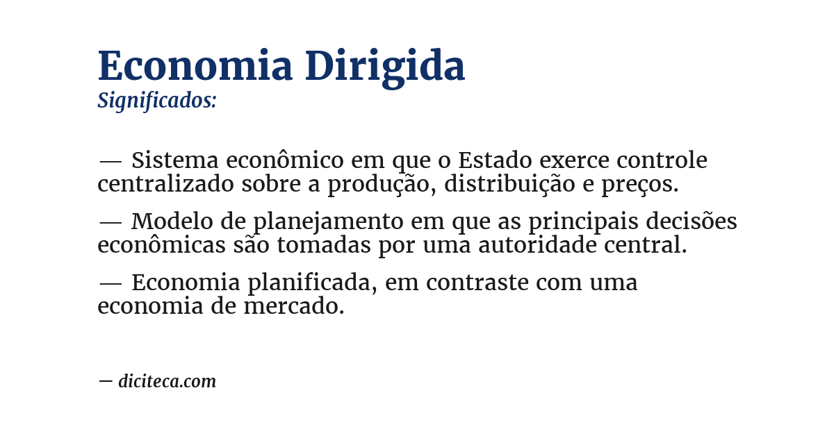 Significado de economia dirigida