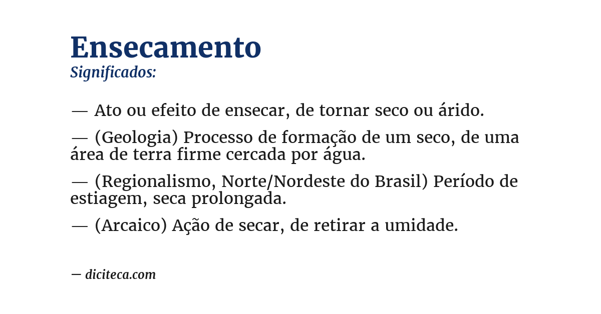Significado de ensecamento