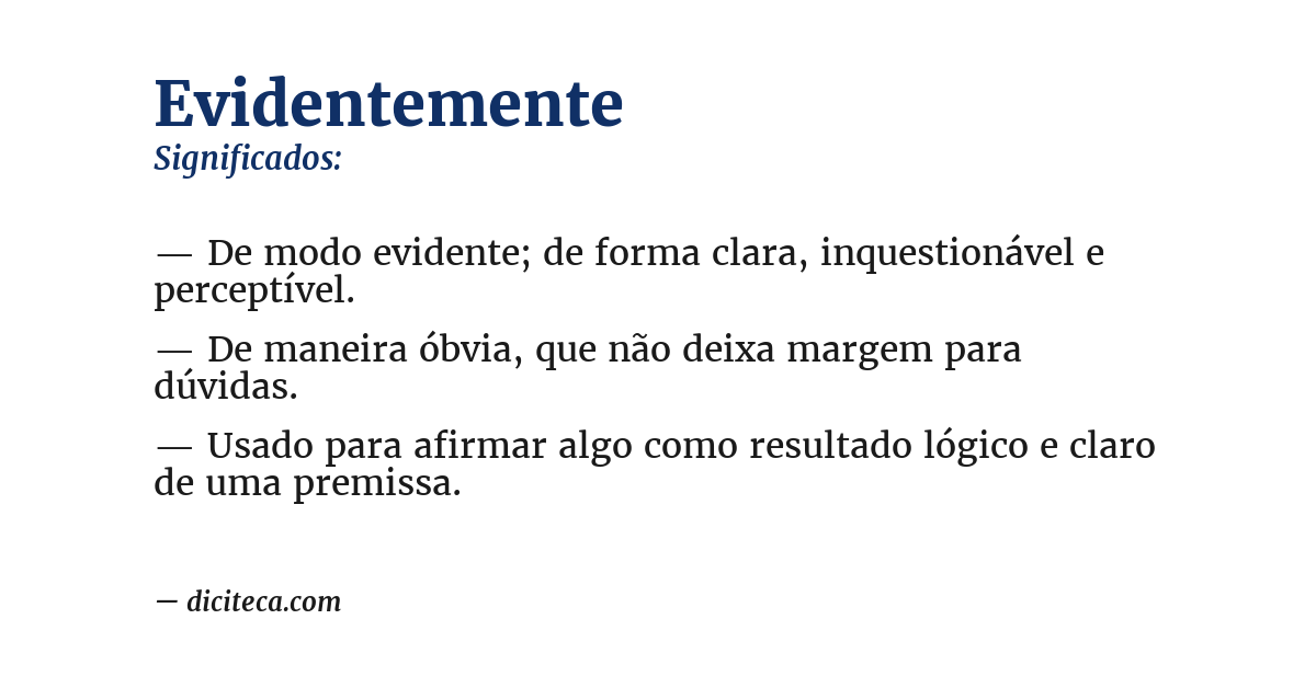 Significado de evidentemente