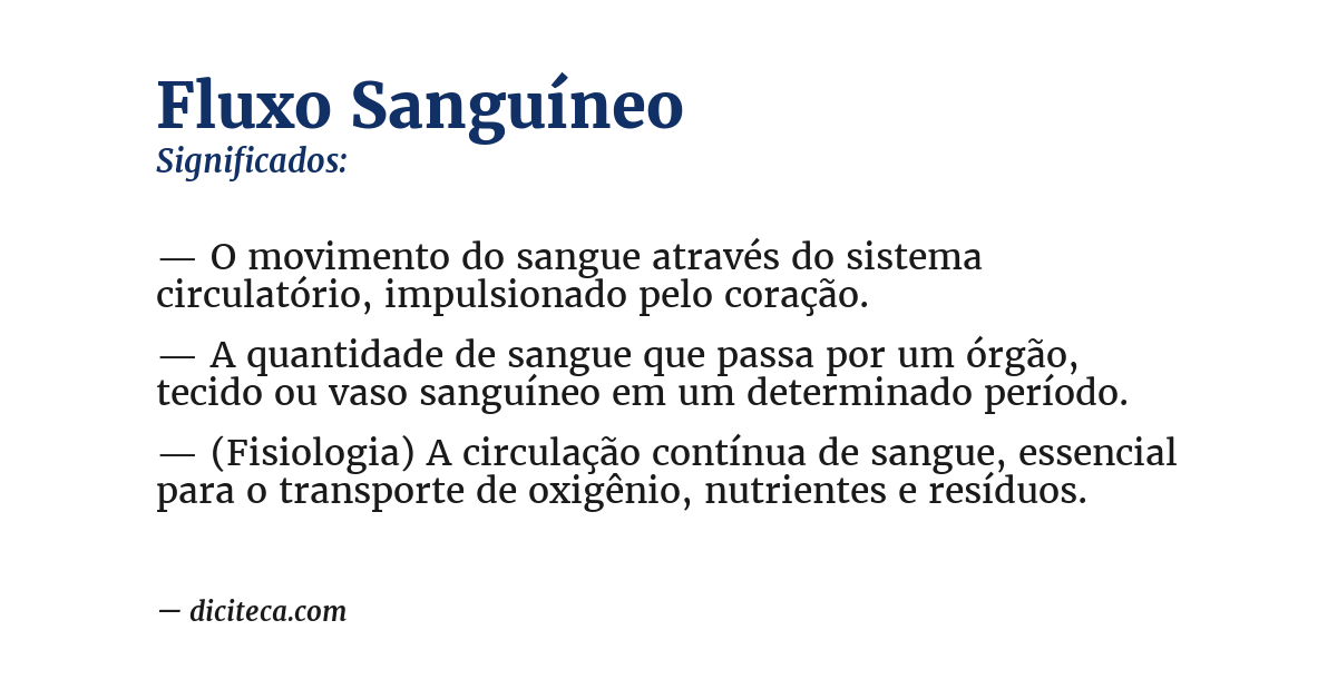Significado de fluxo sanguíneo