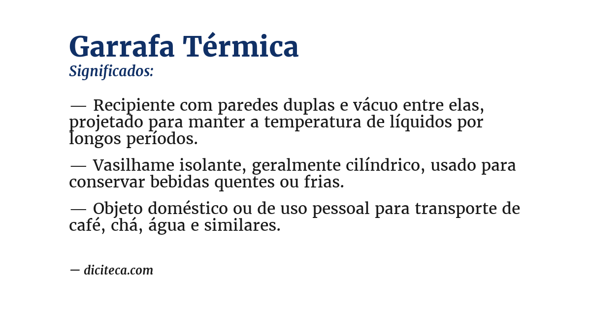 Significado de garrafa térmica