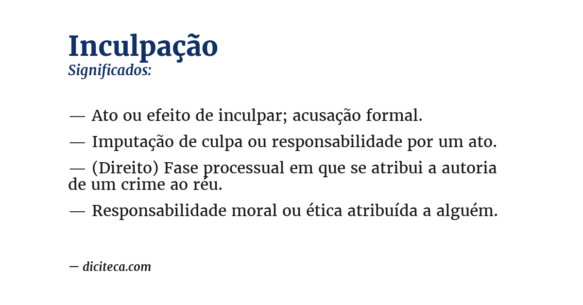 Significado de inculpação