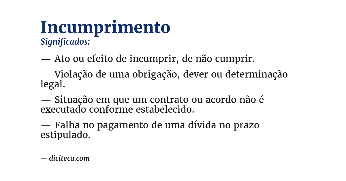 Significado de incumprimento