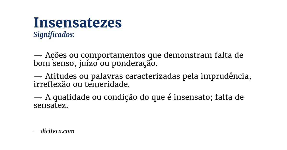 Significado de insensatezes