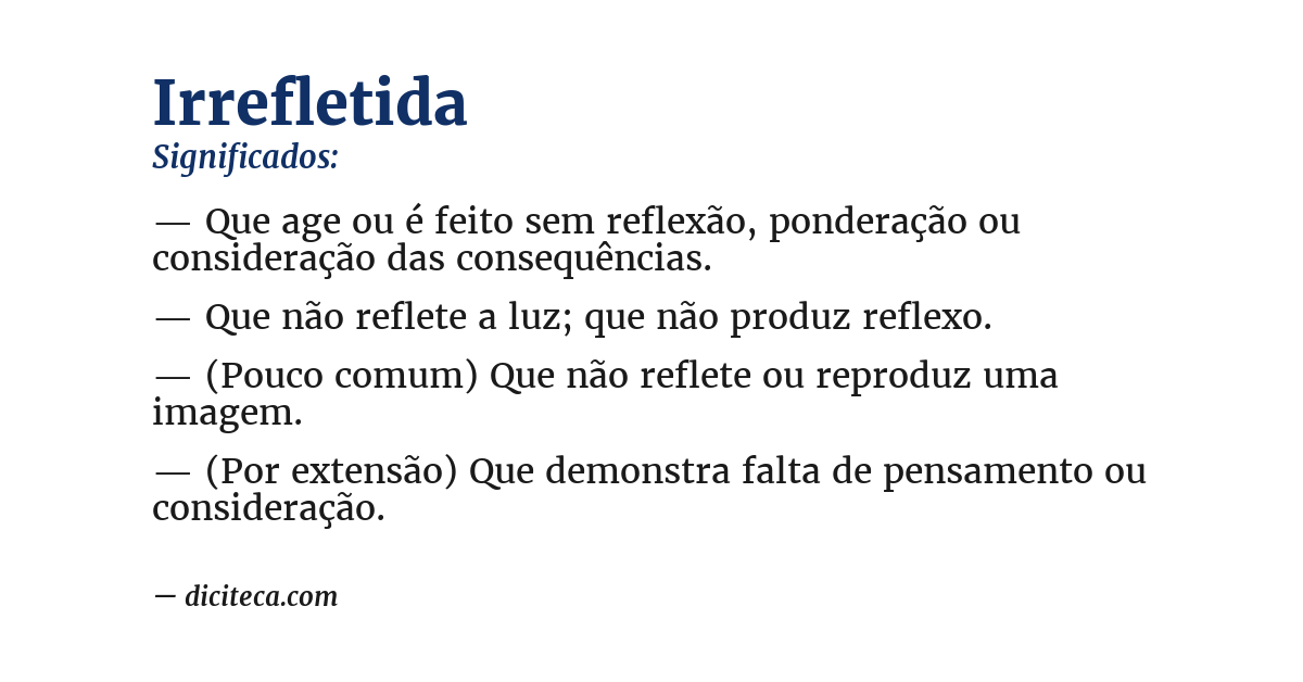 Significado de irrefletida