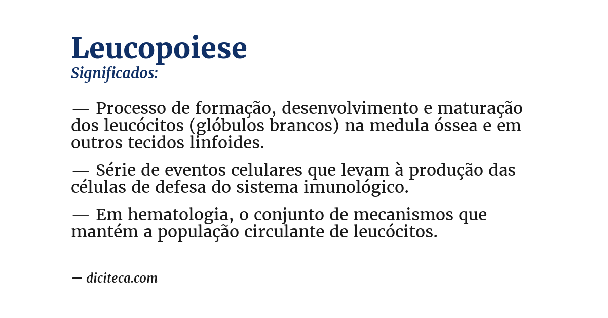 Significado de leucopoiese