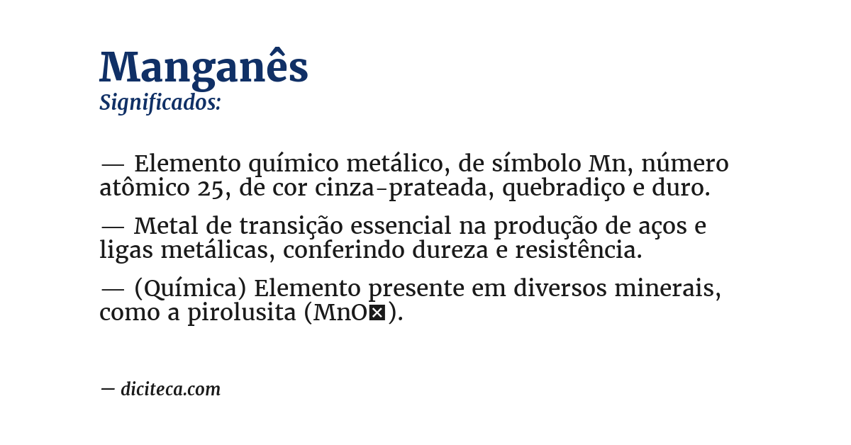 Significado de manganês