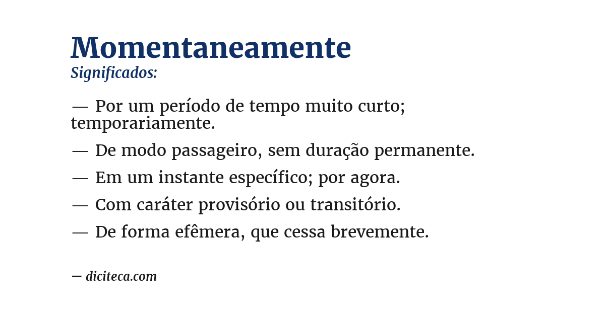 Significado de momentaneamente