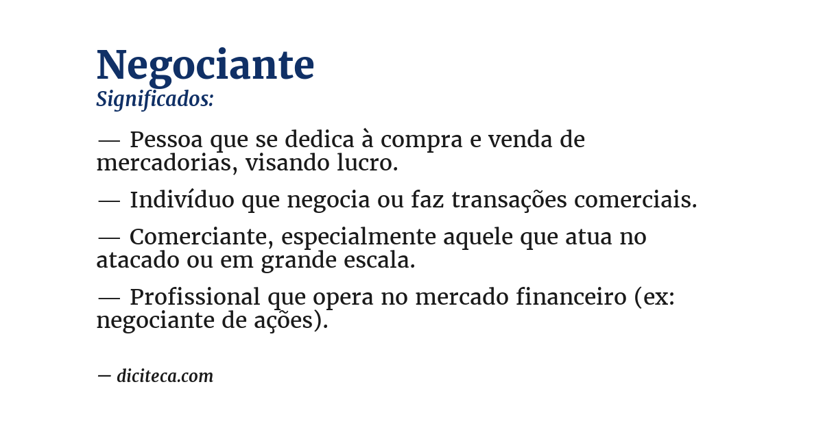 Significado de negociante