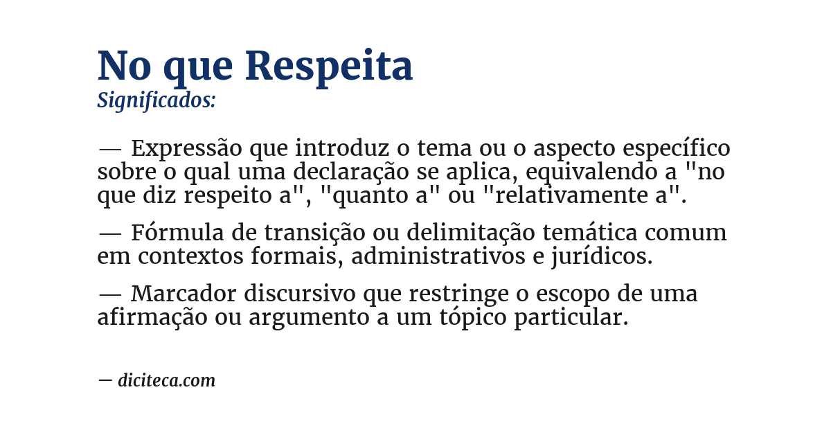 Significado de no que respeita