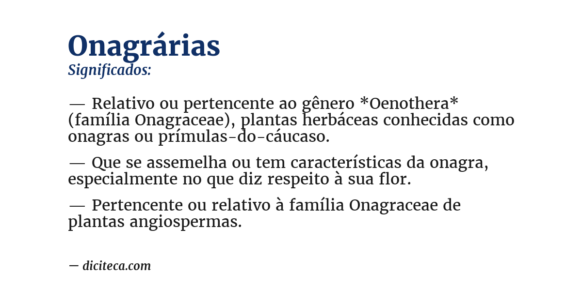 Significado de onagrárias