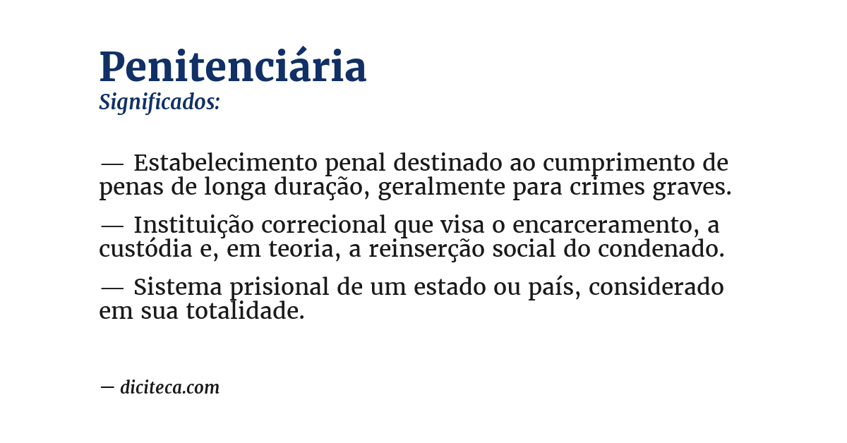 Significado de penitenciária