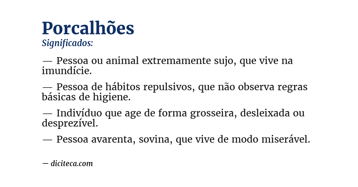 Significado de porcalhões