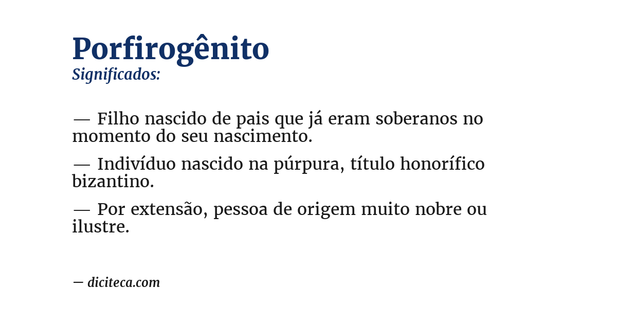 Significado de porfirogênito