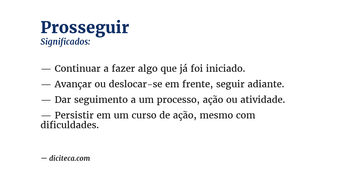 Significado de prosseguir