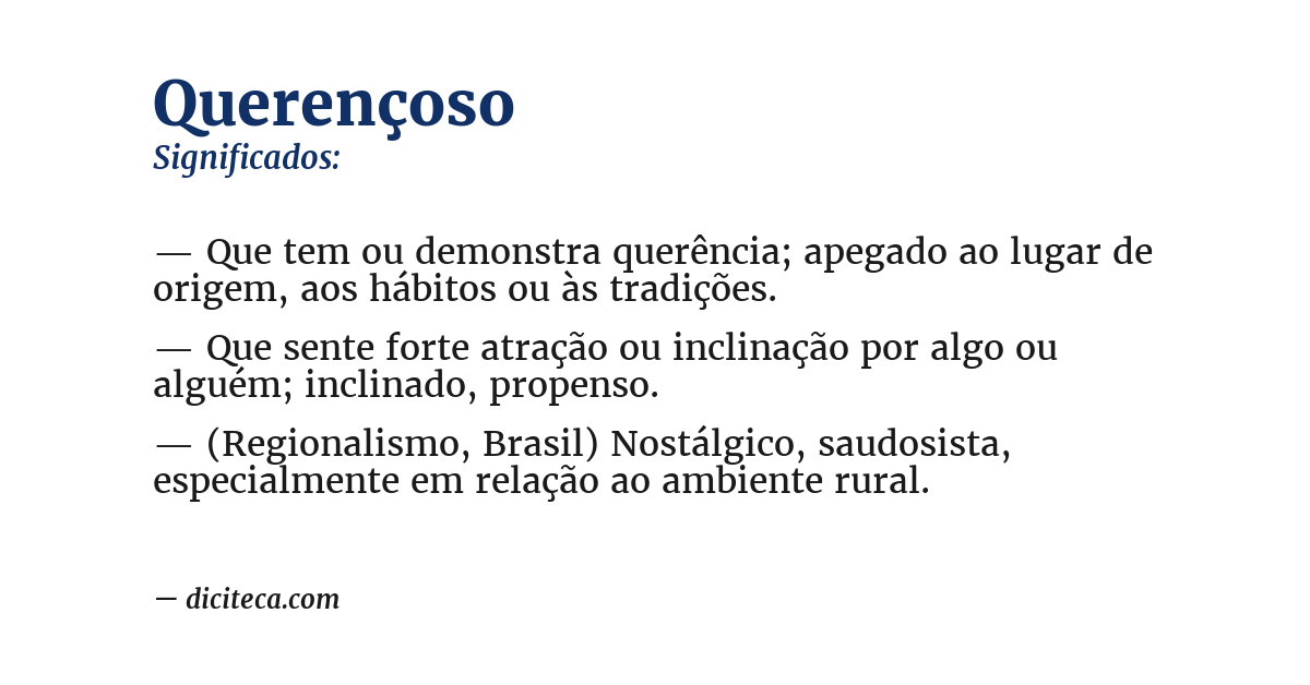 Significado de querençoso