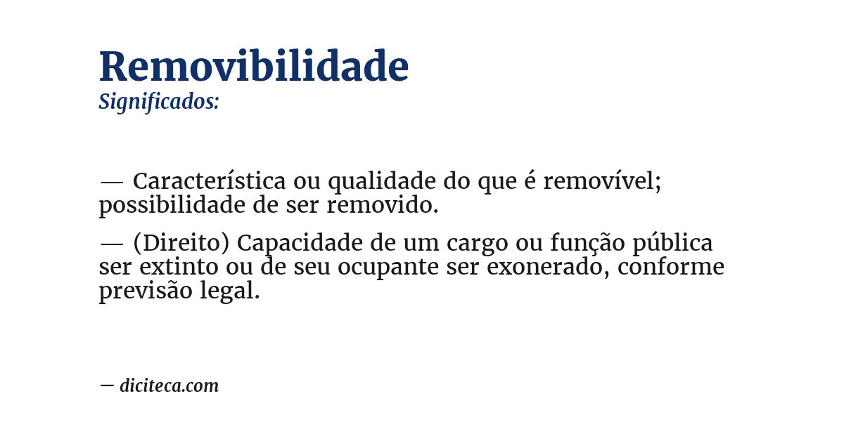 Significado de removibilidade