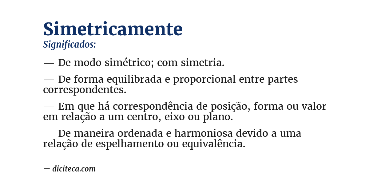 Significado de simetricamente