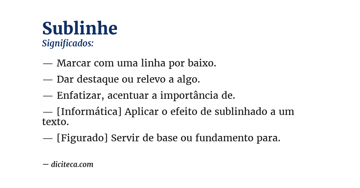 Significado de sublinhe