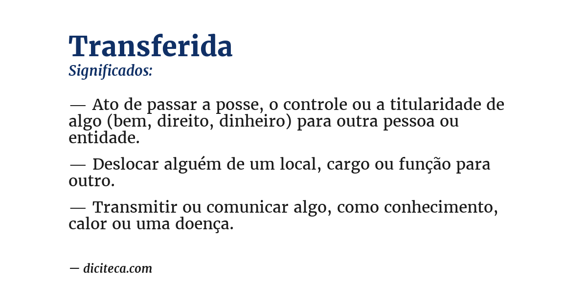 Significado de transferida
