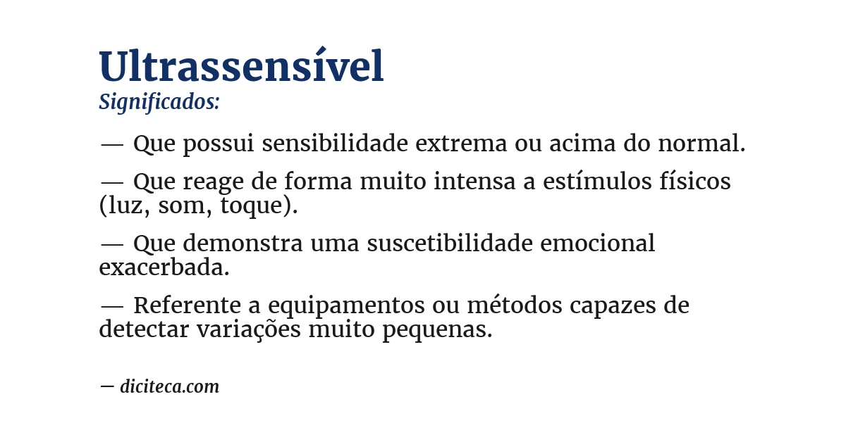Significado de ultrassensível