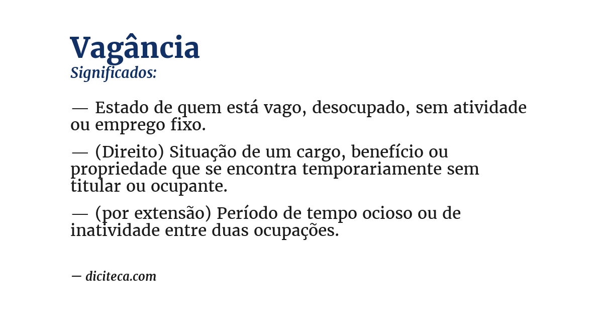 Significado de vagância