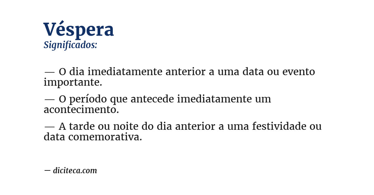 Significado de véspera