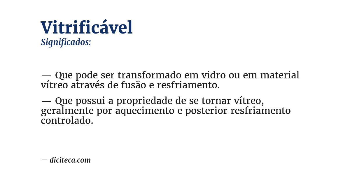 Significado de vitrificável