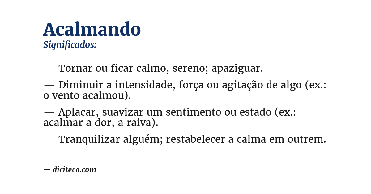 Significado de acalmando