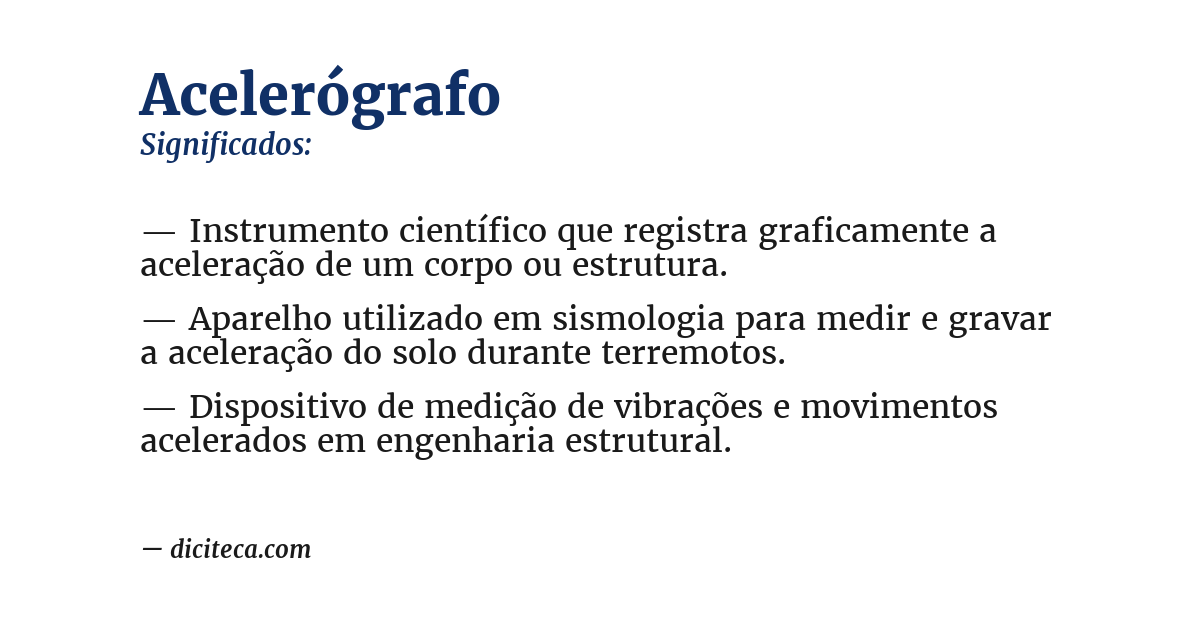 Significado de acelerógrafo