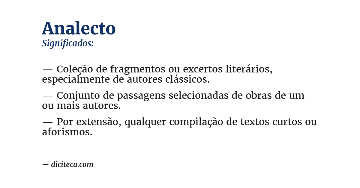 Significado de analecto