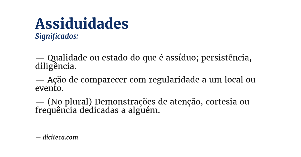 Significado de assiduidades