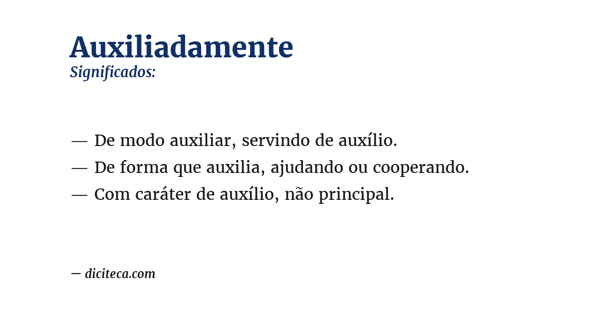 Significado de auxiliadamente