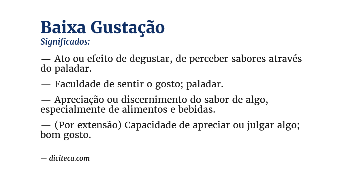 Significado de baixa gustação