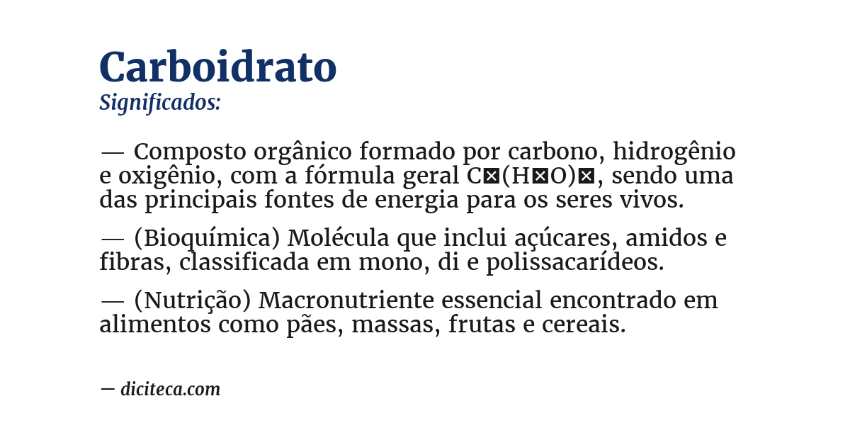 Significado de carboidrato