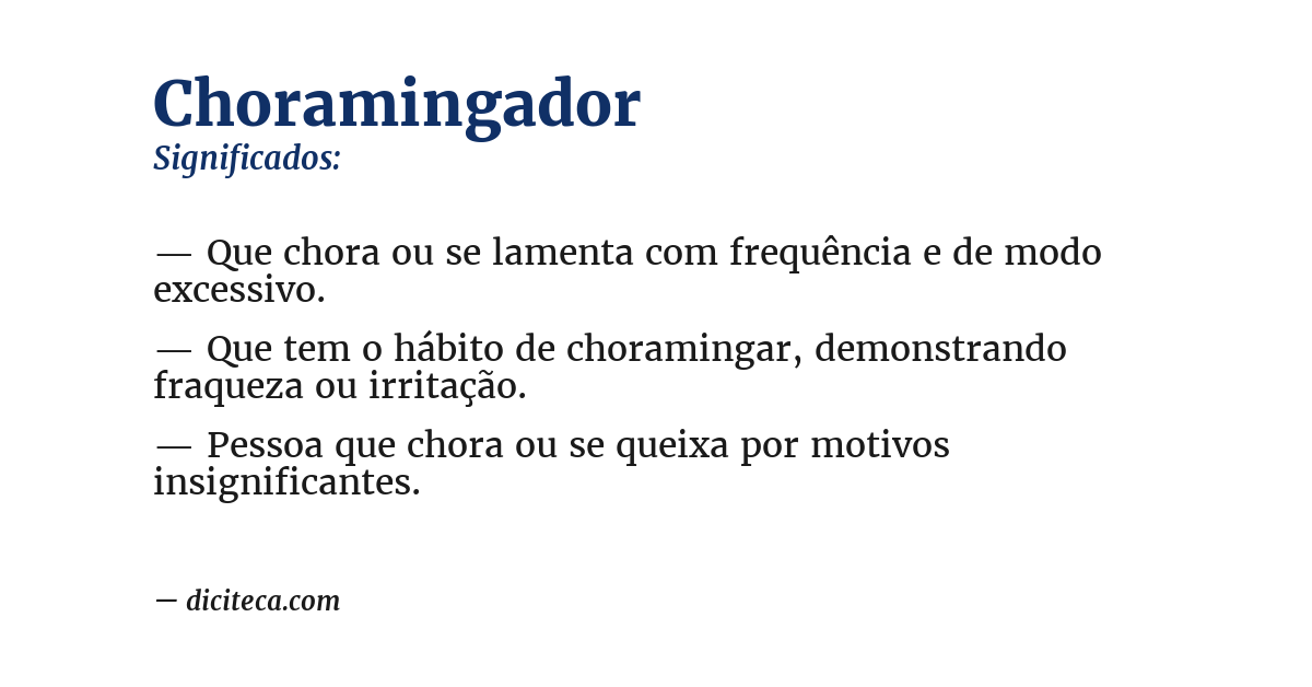 Significado de choramingador