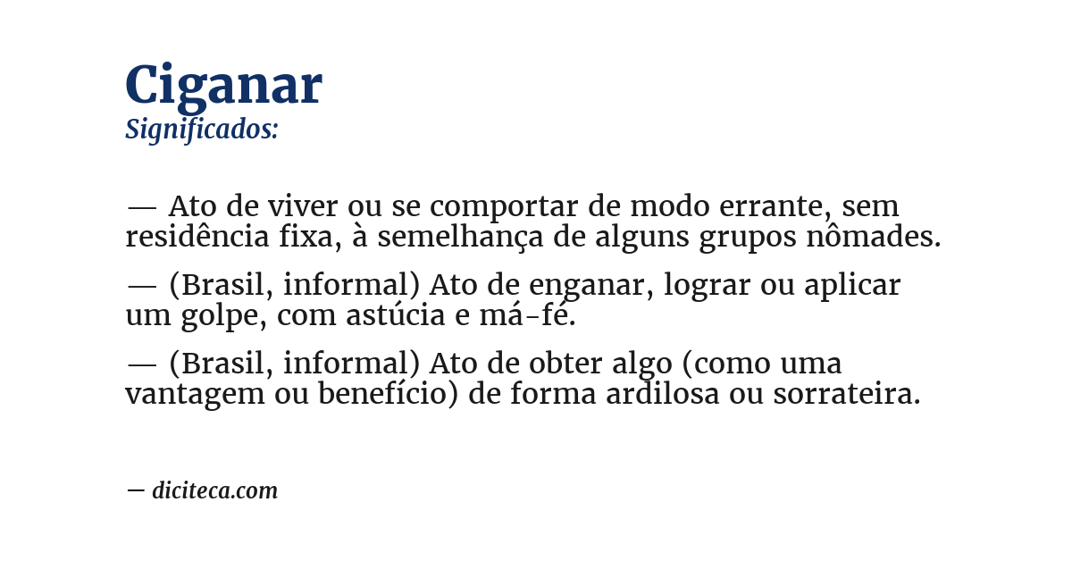Significado de ciganar