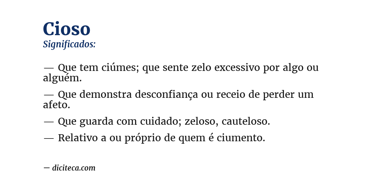 Significado de cioso