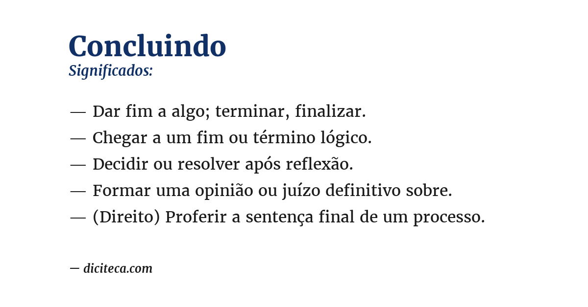 Significado de concluindo