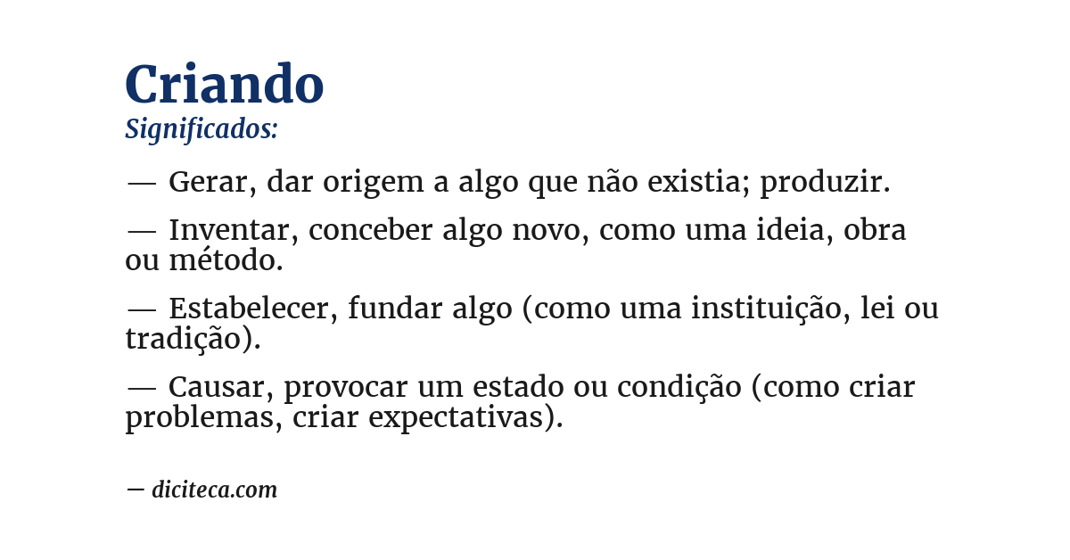 Significado de criando