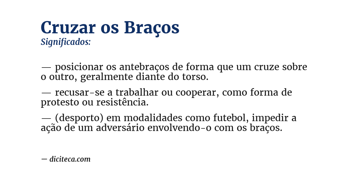 Significado de cruzar os braços