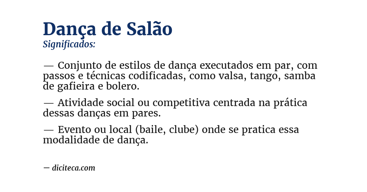 Significado de dança de salão