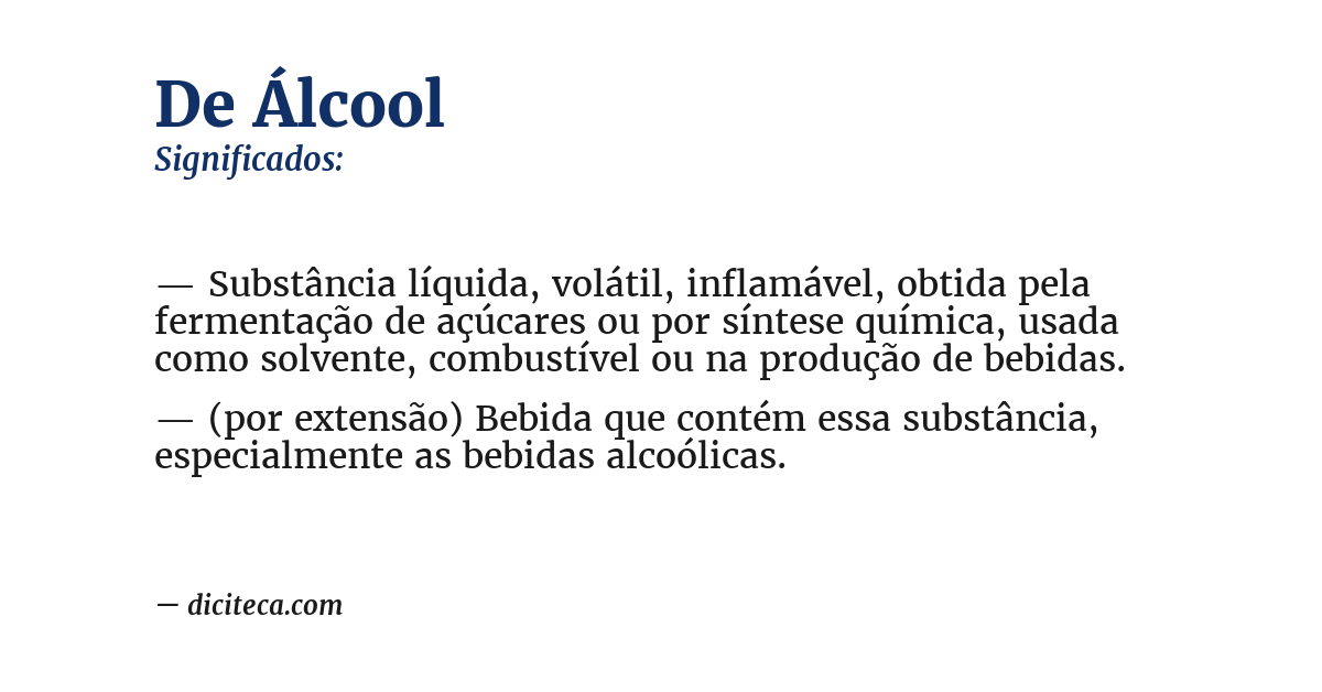 Significado de de álcool